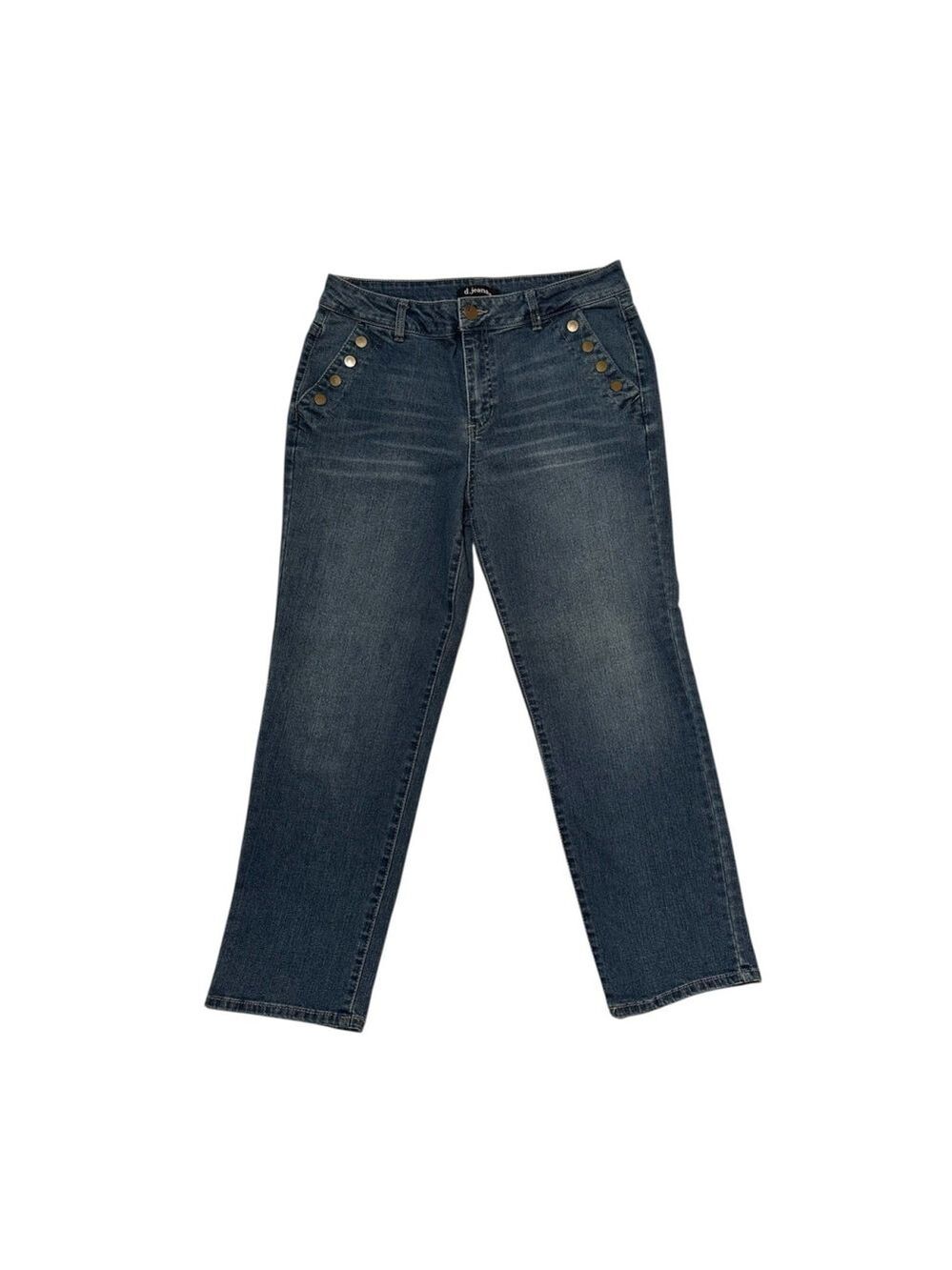 D Jeans Denim Cropped Jeans Women's 10 Distressed Mid-Rise Snap Pockets Cute!